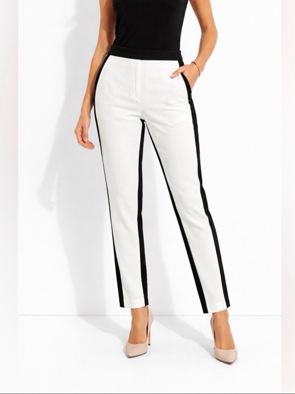 New DKNY Cream and Black 2-tone Pants S